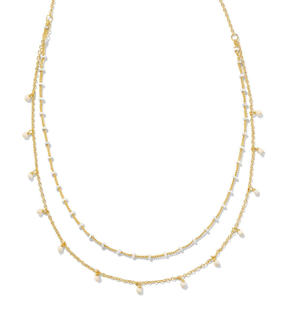 Kendra Scott Eve Gold White Mix Multi Strand Necklace