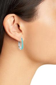 Kendra Scott Kelsey Silver Hoop Earrings in Turquoise Enamel