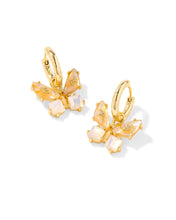 Load image into Gallery viewer, Kendra Scott Bianca Gold Butterfly Huggies Earrings in Iridescent White Mix
