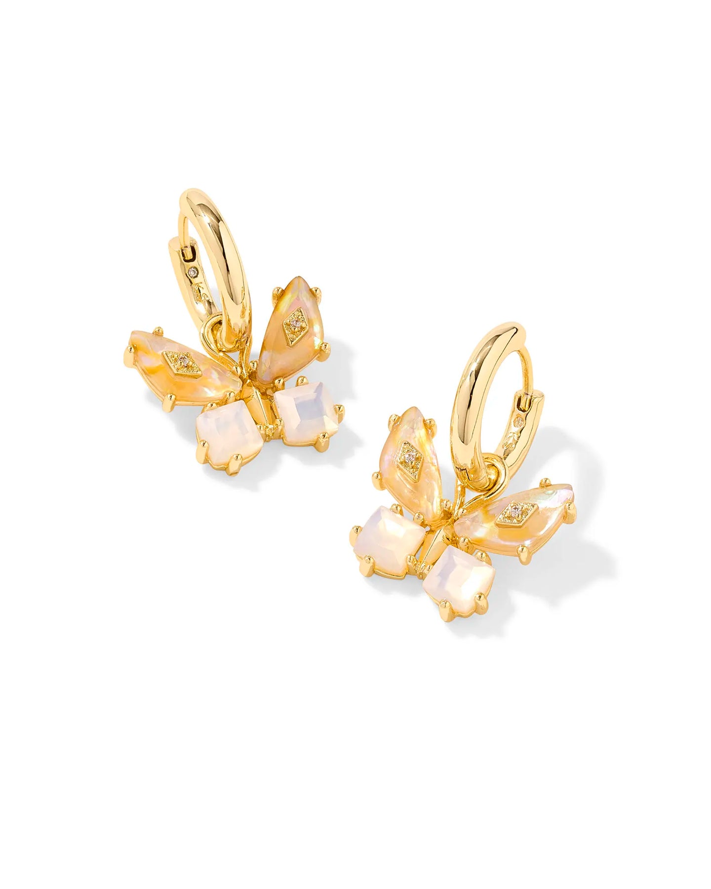 Kendra Scott Bianca Gold Butterfly Huggies Earrings in Iridescent White Mix