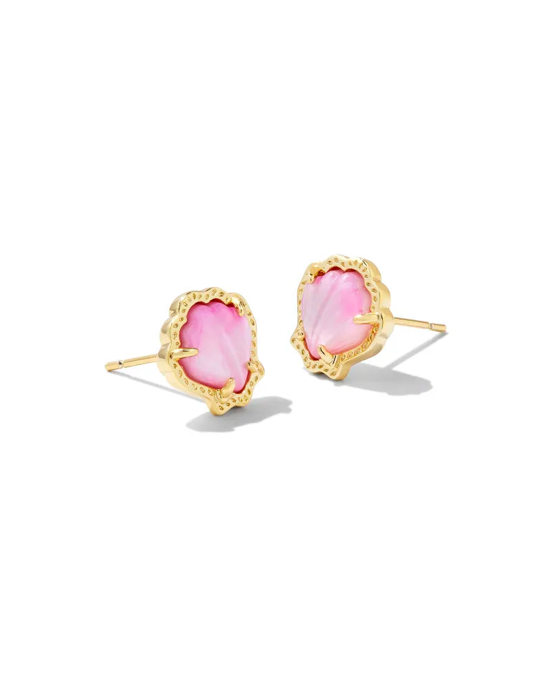 Kendra Scott Brynne Gold Shell Stud Earrings Blush MOP
