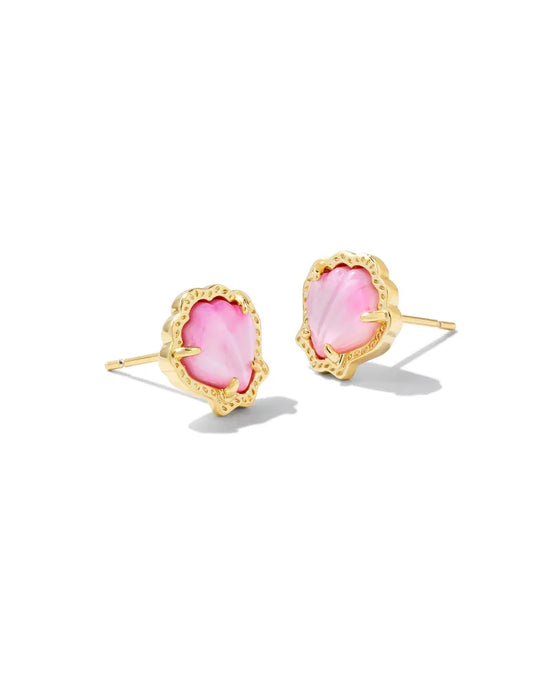 Kendra Scott Brynn Gold Shell Stud Earrings Blush Ivory MOP