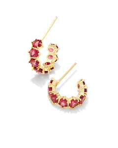 Kendra Scott Gold Cailin Crystal Huggie Earrings in Red Crystal