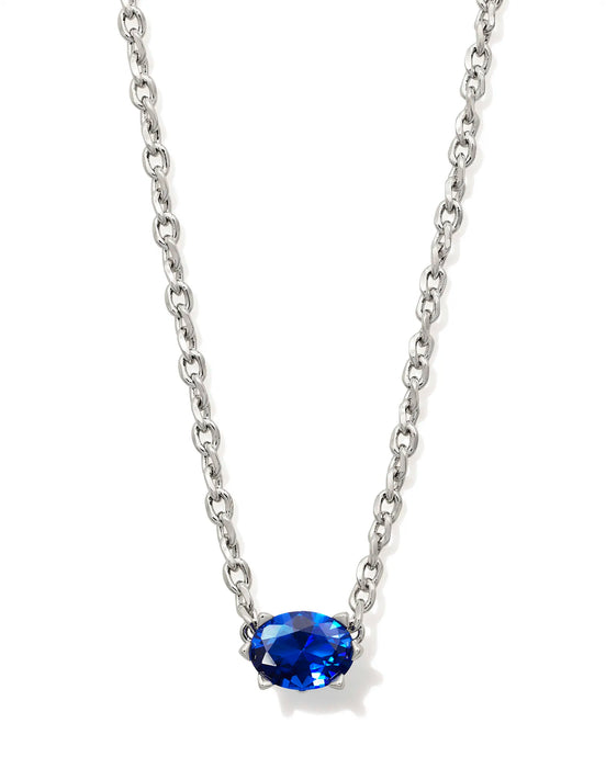Kendra Scott Silver Cailin Pendant Necklace in Cobalt Blue Crystal