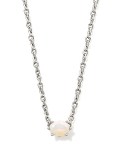 Kendra Scott Silver Cailin Pendant Necklace in White Champagne Iridescent Crystal