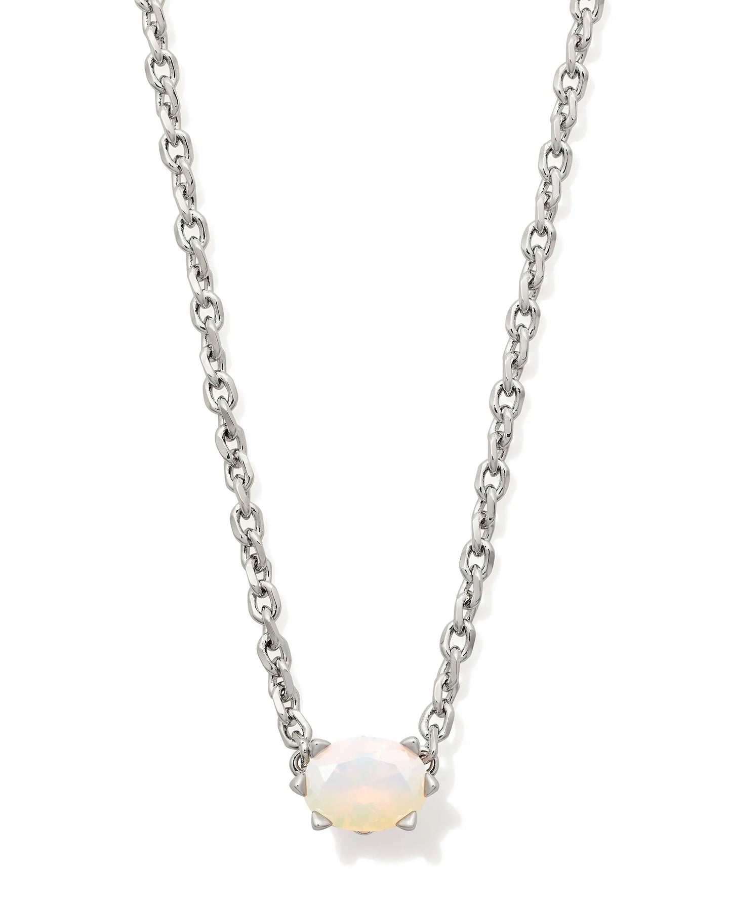 Kendra Scott Silver Cailin Pendant Necklace in White Champagne Iridescent Crystal
