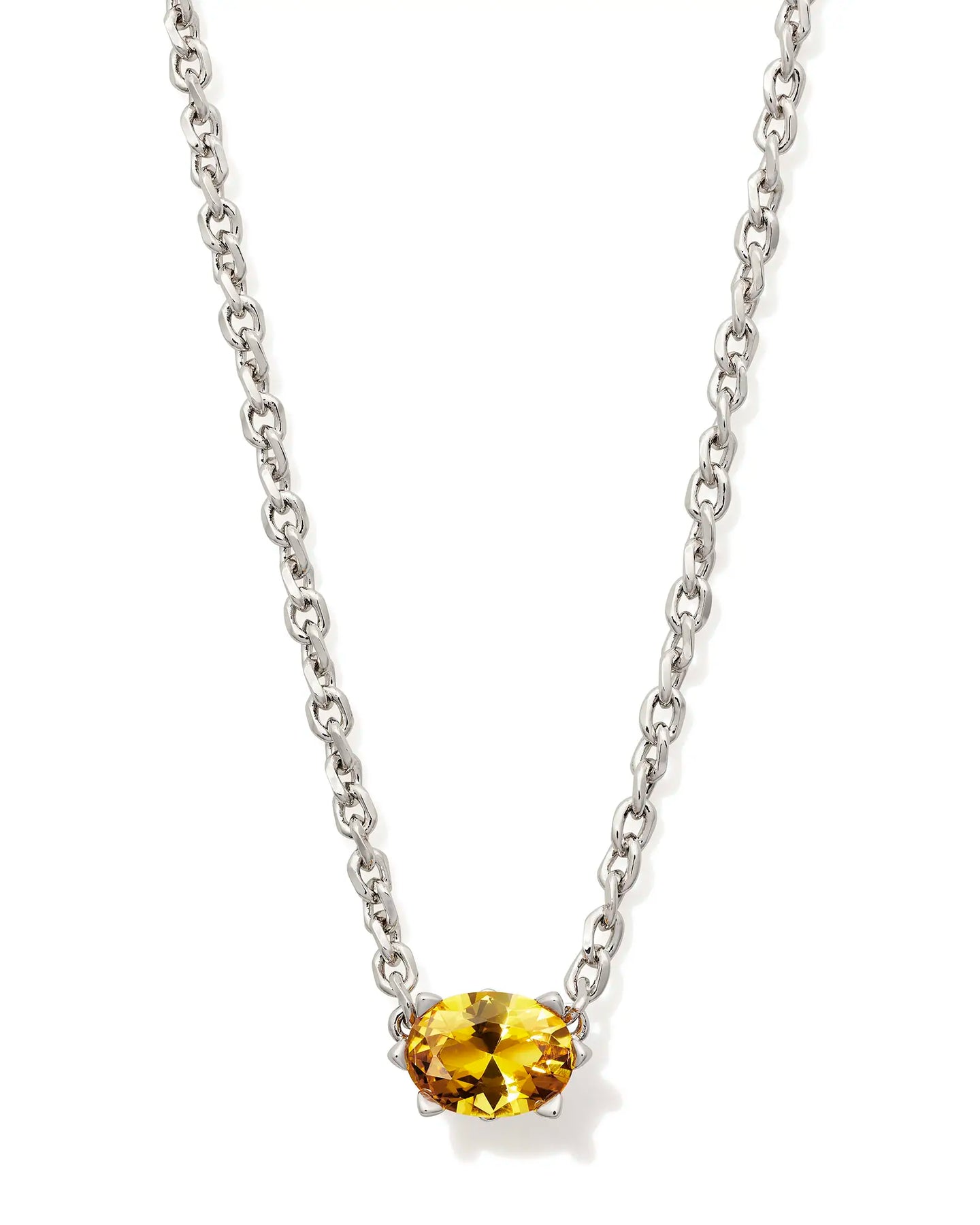 Kendra Scott Silver Cailin Pendant Necklace in Golden Yellow Crystal