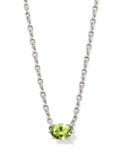Kendra Scott Silver Cailin Pendant Necklace in Light Green Crystal