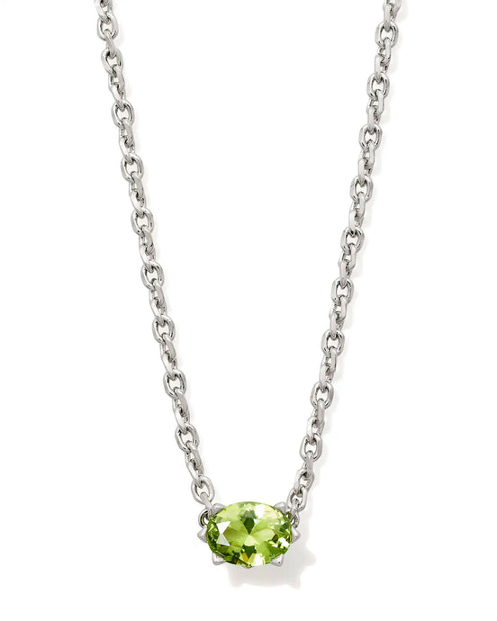 Kendra Scott Silver Cailin Pendant Necklace in Light Green Crystal