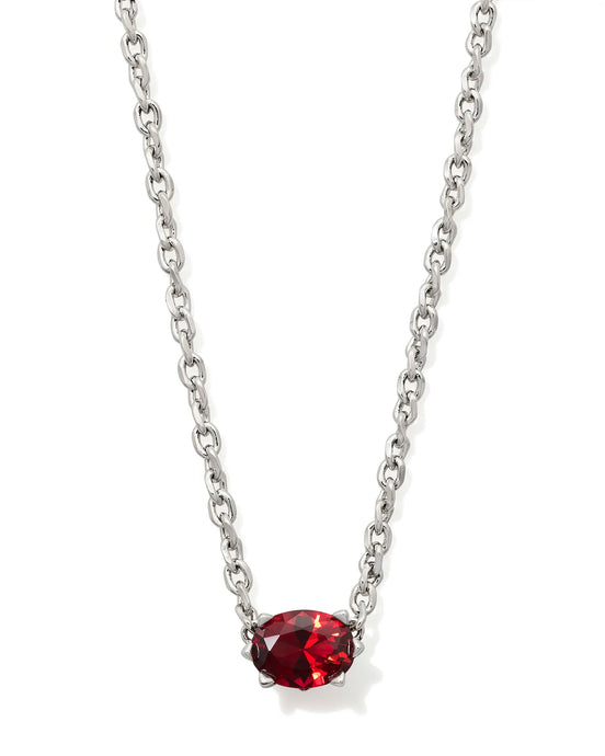 Kendra Scott Silver Cailin Pendant Necklace in Red Crystal