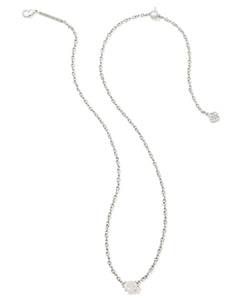 Kendra Scott Silver Cailin Pendant Necklace in White Champagne Iridescent Crystal