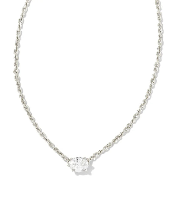 Kendra Scott Silver Cailin Pendant Necklace in White Crystal