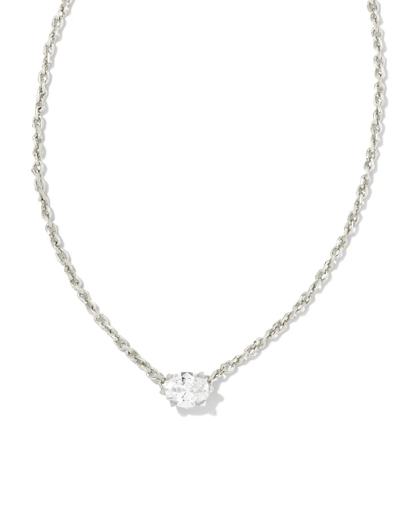 Kendra Scott Silver Cailin Pendant Necklace in White Crystal