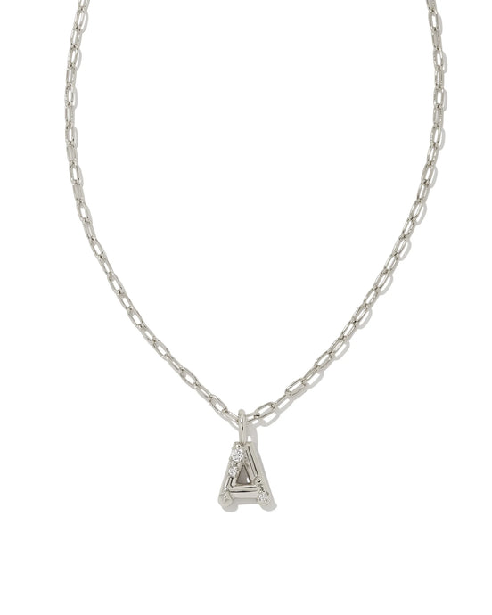 Kendra Scott Crystal Letter A Silver Metal Necklace