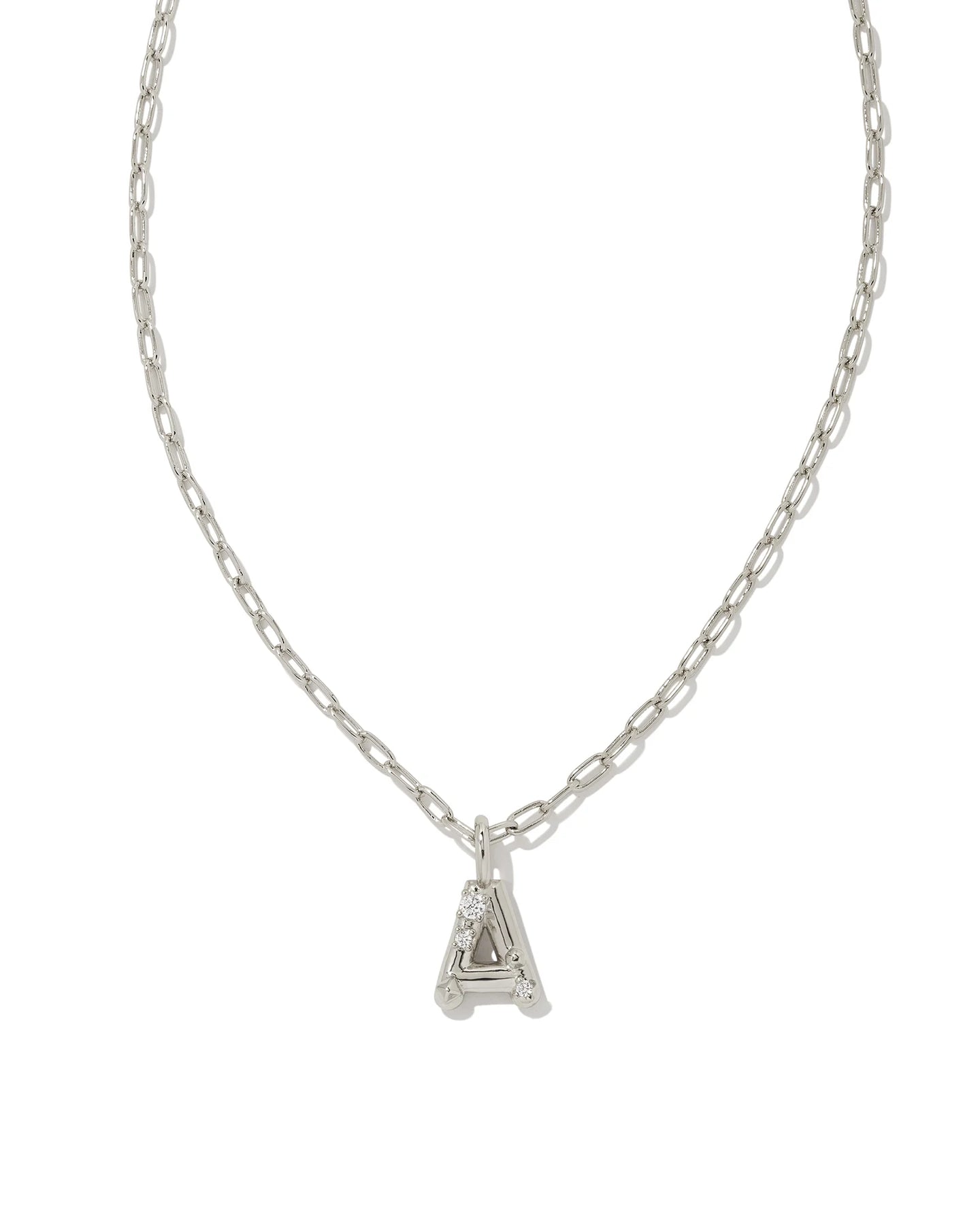 Kendra Scott Crystal Letter A Silver Metal Necklace