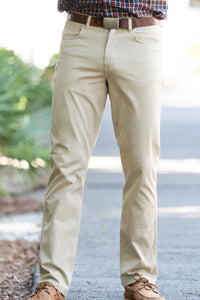 Coastal Cotton Khaki Stretch Twill Five Pocket Pants