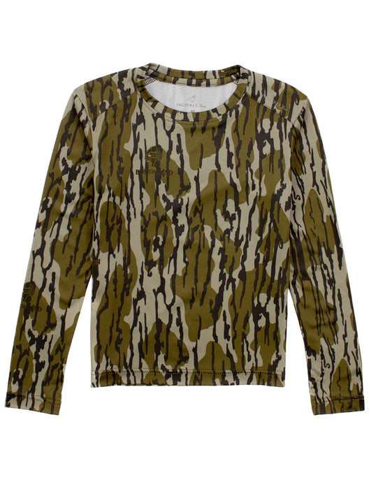 Properly Tied Boys Ravine Mossy Oak LS Tee in Bottomland