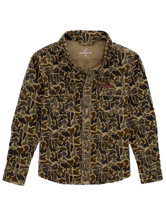 Properly Tied Boys Harvest Workshirt Vintage Camo