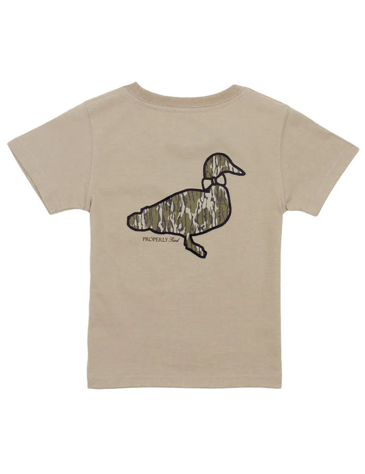 Properly Tied Boys Mossy Oak Logo SS in Sand