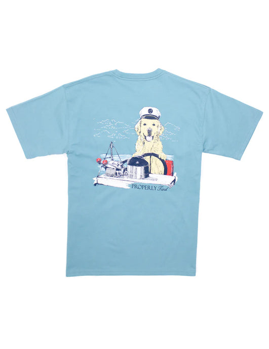 Properly Tied Golden Captain SS Tee in Coastal Sky