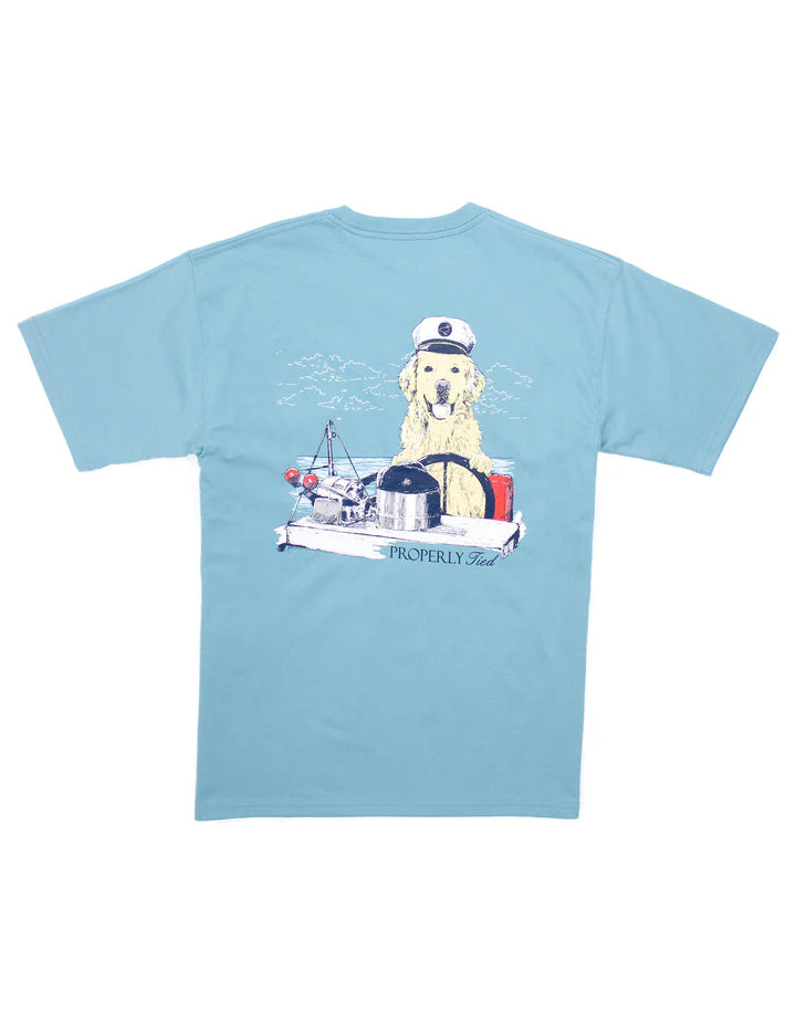 Properly Tied Golden Captain SS Tee in Coastal Sky