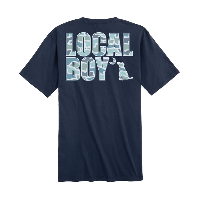 Local Boy Raised Camo Text SS Tee