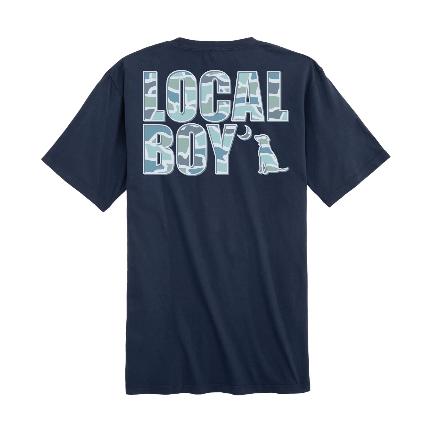 Local Boy Raised Camo Text SS Tee