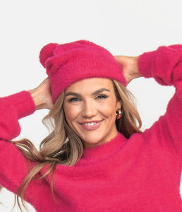 Southern Shirt Company Feather Knit Beanie Elle Pink