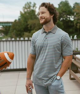 Southern Shirt Co. Men's Tucker Stripe Polo Steel Blue