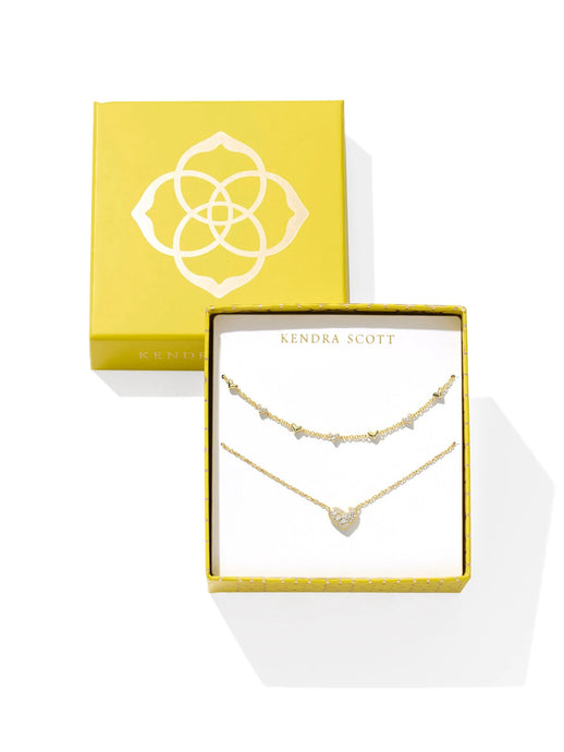 Kendra Scott Ari Haven Heart Necklace in Gold Metal White Cz
