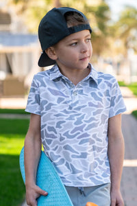 Burlebo White Camo Youth Performance Polo