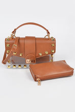 Load image into Gallery viewer, Studded Clear Tan Purse