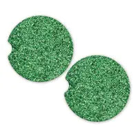 Load image into Gallery viewer, Save The Day Car Coasters-Green Glitter