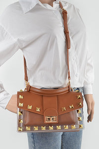 Studded Clear Tan Purse