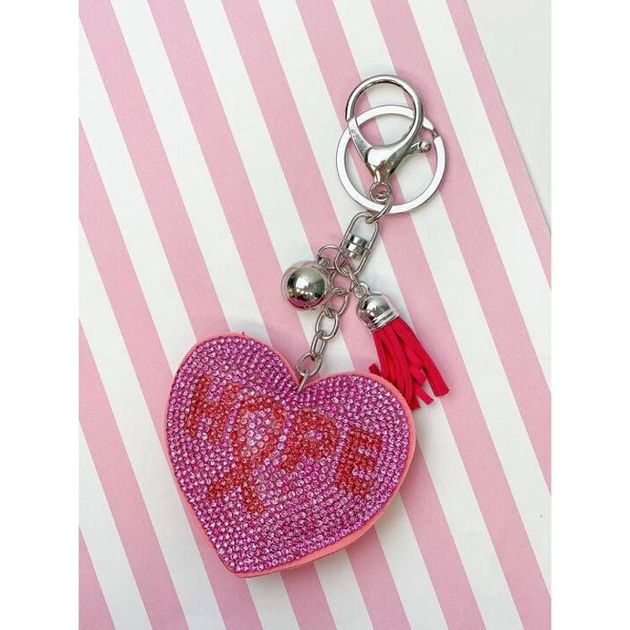 Glitzy Rhinestone Heart Hope Key Chain