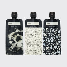 Load image into Gallery viewer, Kitsch Refillable Travel Pouches 3pc Set Black &amp; Ivory