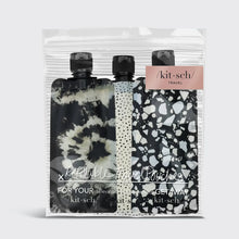 Load image into Gallery viewer, Kitsch Refillable Travel Pouches 3pc Set Black &amp; Ivory