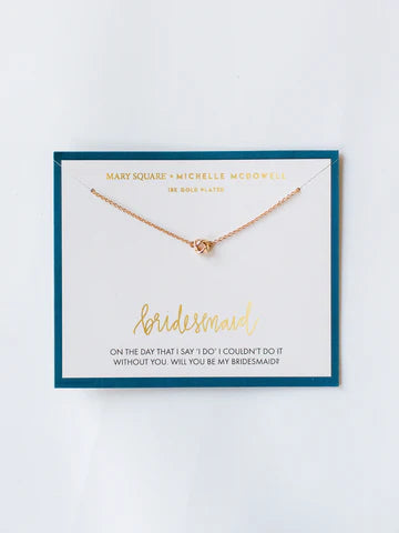 Mary Square Necklace Carded Bridesmaid