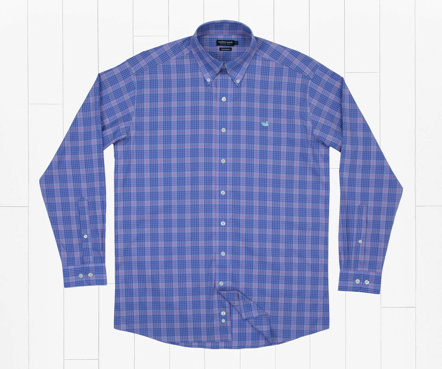 Southern Marsh Calabash Performance Dress Shirt Lilac & Royal Blue