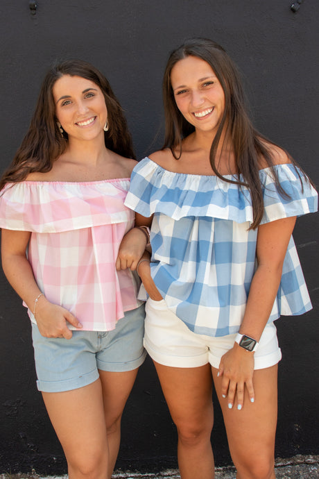 Women's Riley Gingham Ruffle Top