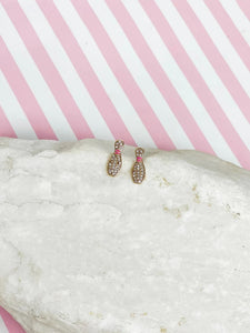 Rhinestone Bowling Pin Stud Earrings