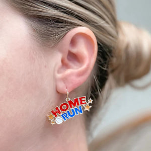 Home Run Baseball Dangle Earrings