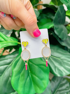 Love Tennis Enamel Dangle Earrings