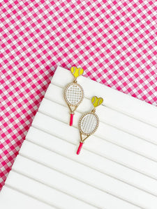 Love Tennis Enamel Dangle Earrings