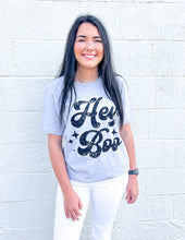 Load image into Gallery viewer, Hey Boo Graphic Tee - Heather Grey