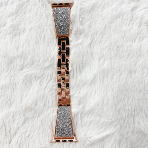 Glitzy Rhinestone Link Watch Band-Rose Gold