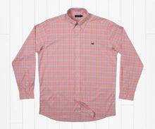 Load image into Gallery viewer, Southern Marsh Hartsville Plaid Dress Shirt Coral &amp; Light Blue