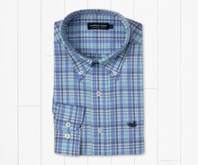 Load image into Gallery viewer, Southern Marsh Hartsville Plaid Dress Shirt French Blue &amp; Mint