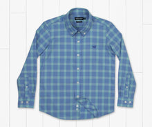 Load image into Gallery viewer, Southern Marsh Youth Calabash Performance Dress Shirt Mint &amp; French Blue