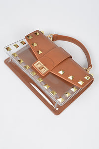 Studded Clear Tan Purse